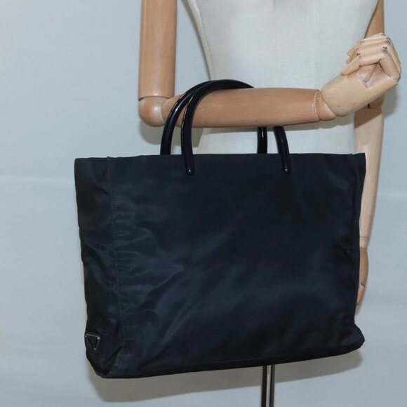 PRADA Hand Bag Nylon Black Auth - Picture 1 of 16